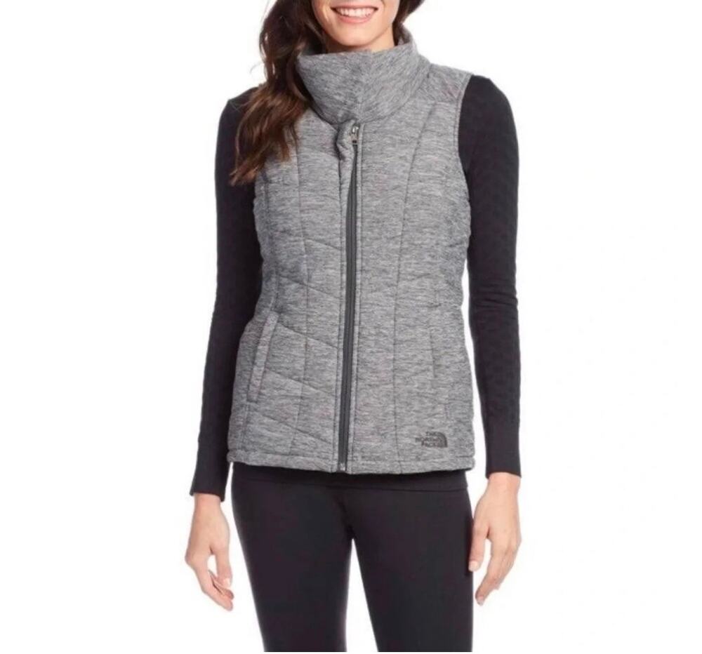 The North Face Pseudio Vest Women’s M Gray Heather Insulated Full Zip